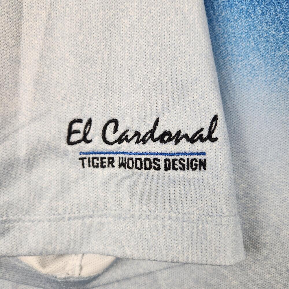 Nike Golf Polo Shirt Mens XL Blue El Cardonal Tiger Woods Design Golf Vented
